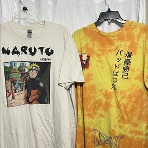 Naruto & My Hero Graphic Tees- Cream and Orange UNISEX